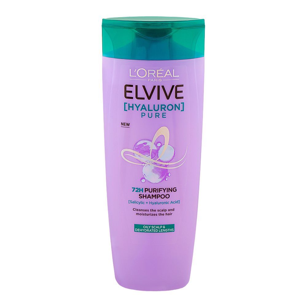 L’Oreal Paris Elvive Hyaluron Pure 72H Purifying Shampoo | Salicylic + Hyaluronic Acid for Oily Roots & Hydrated Lengths