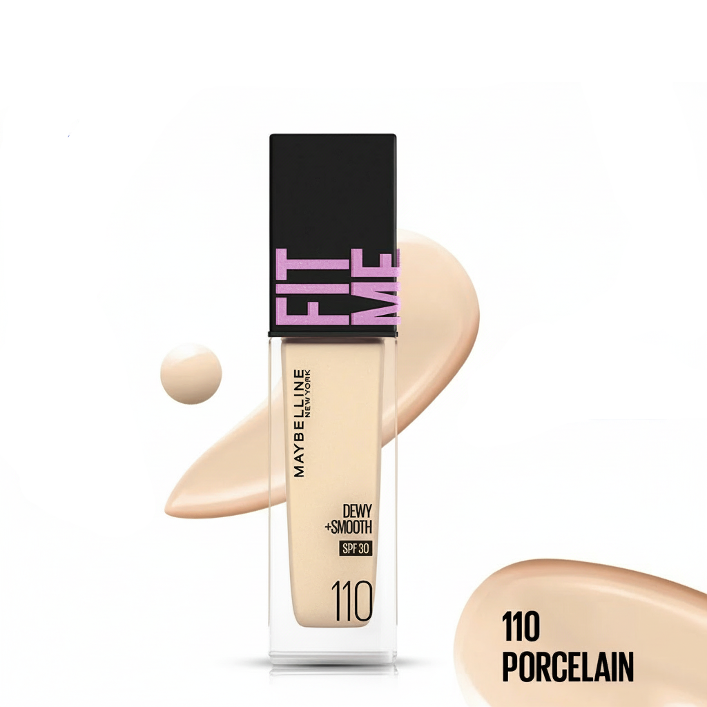 Maybelline Fit Me Dewy + Smooth Foundation SPF 30 - 110 Porcelain | Hydrating & Radiant Finish