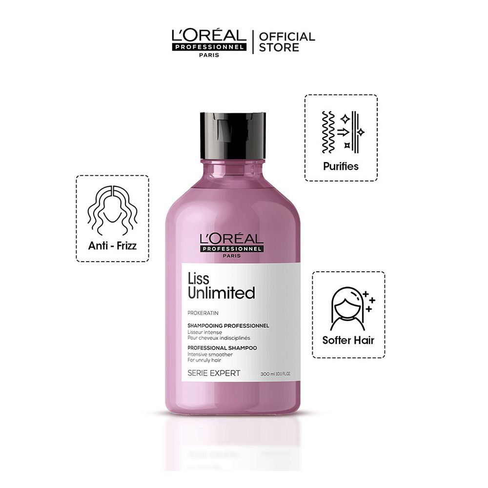 L’Oréal Professionnel Serie Expert Liss Unlimited Pro-Keratin Shampoo 300ml | Smooths & Strengthens Frizzy Hair